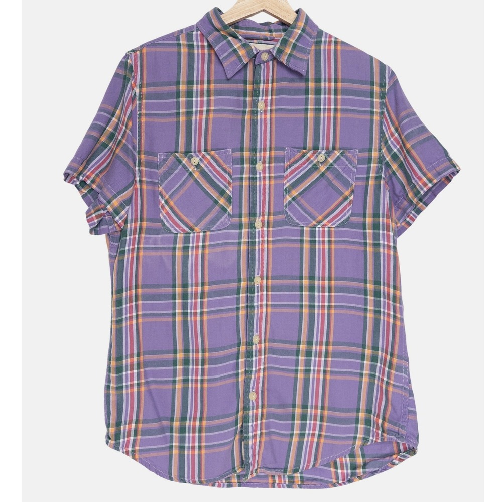 Denim & Supply Ralph Lauren Mens Purple Plaid Short Sleeve Button Down Shirt M